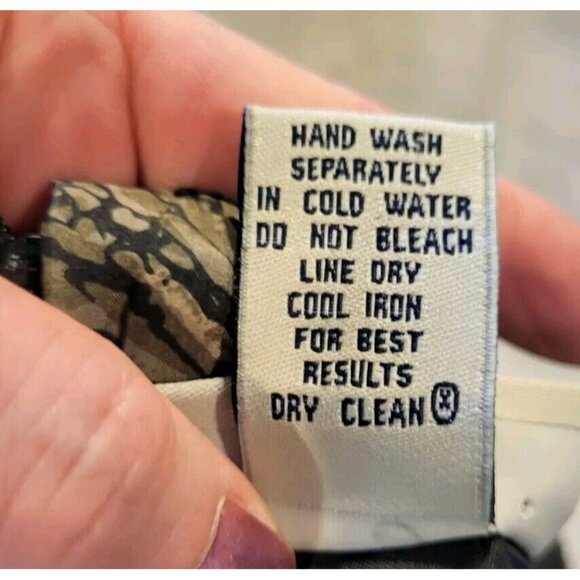 Vtg 100% Silk Dark Jungle Cheetah Faux Wrap Maxi Skirt The Avenue Sz 14 - Picture 8 of 8